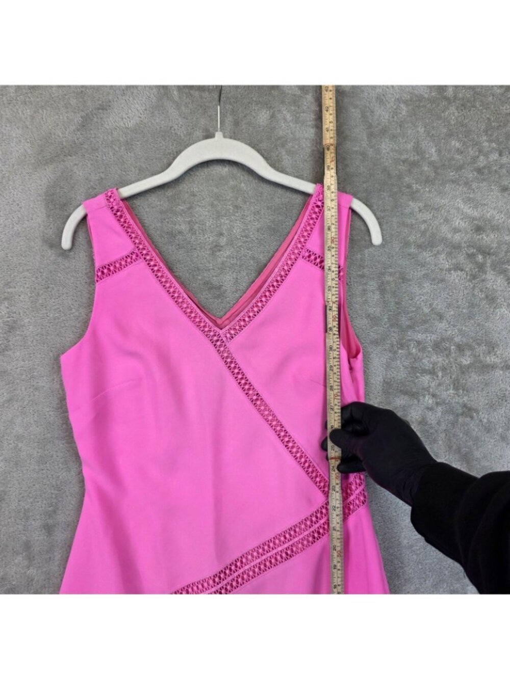 Banana Republic Dress Womens 2 Pink V Neck Sleeveless Sheath Crochet Mini Party - Picture 9 of 13